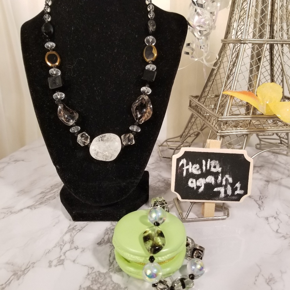 Precious White Stone Necklace and Bracelet